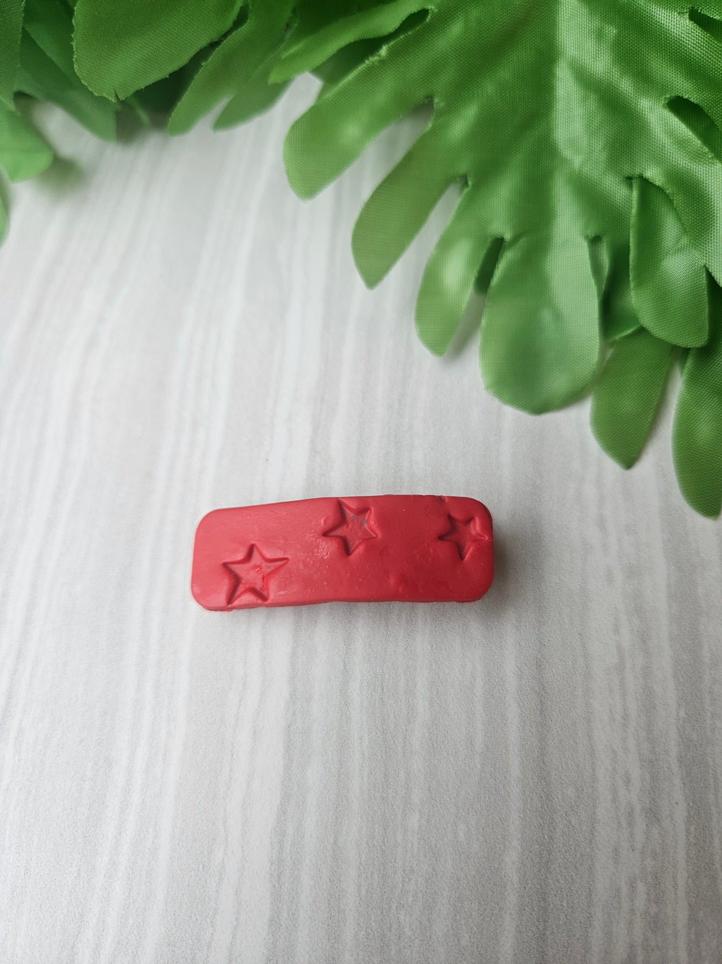 Red Star Embossed Barrette- Small