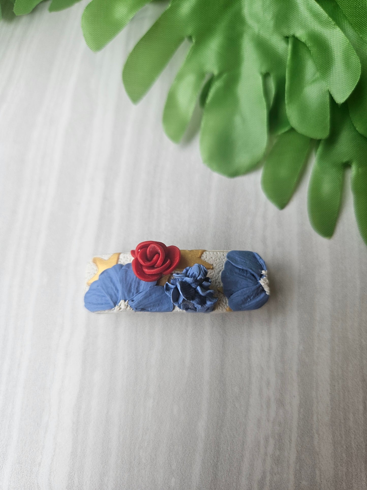 Vintage Patriotic Floral Barrette - Small