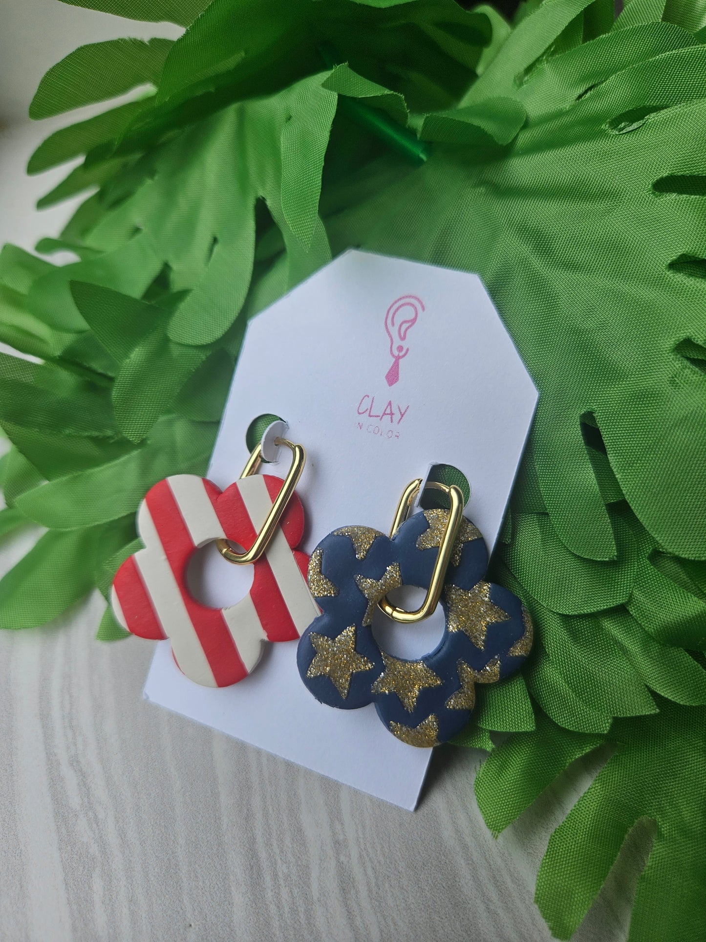 Vintage Patriotic Flower Hoops