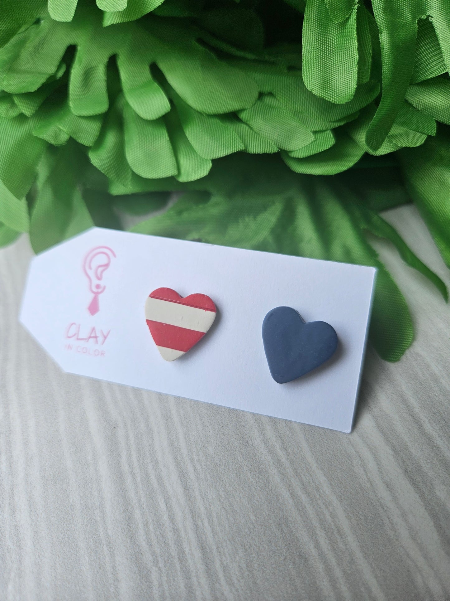 Red, White, and Blue Heart Studs