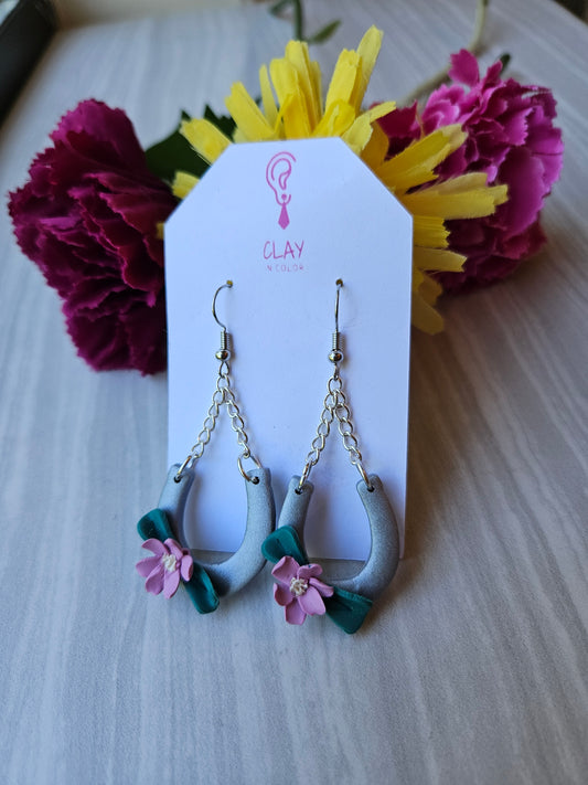 Floral Horseshoe Dangles