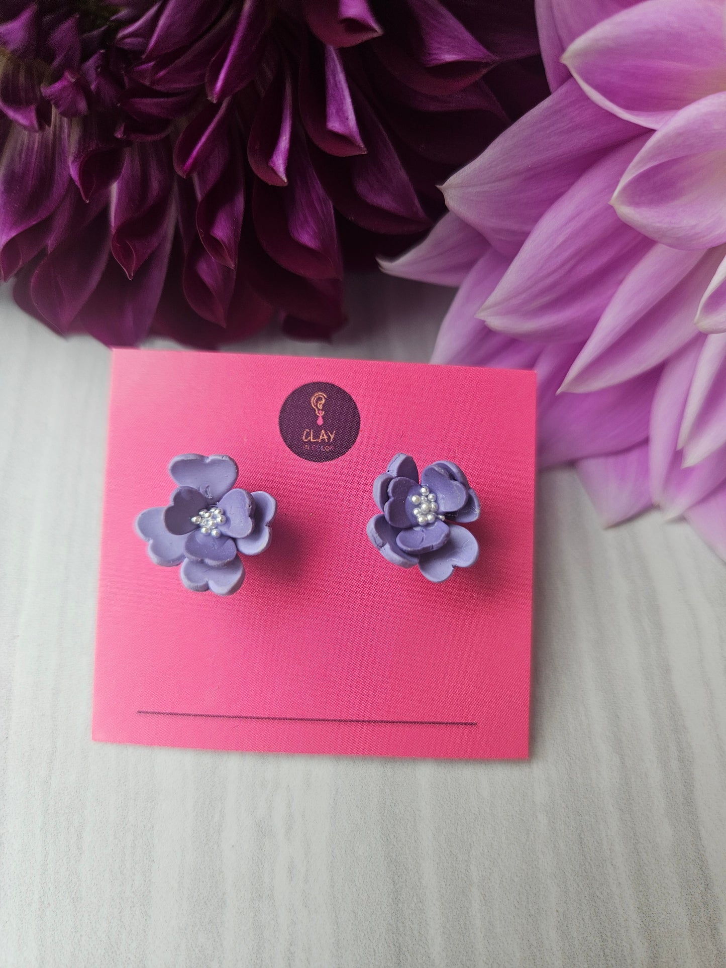 Purple Flower Stud