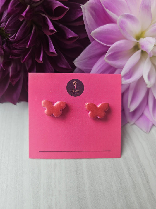 Pink Butterfly Studs