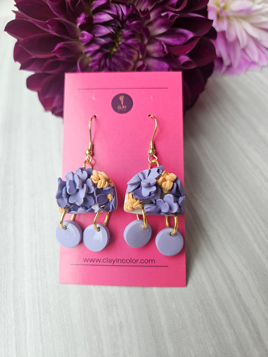 Purple and Orange Floral Dangles