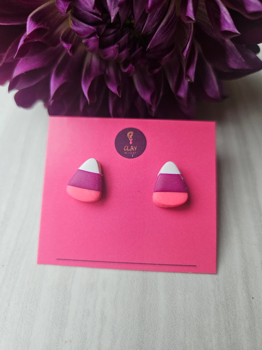 Pink Candy Corn Studs