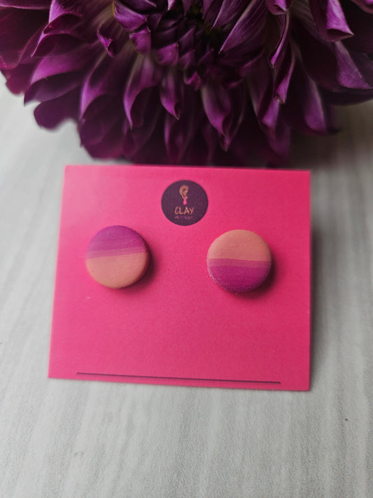 Ombre Pink Circle Studs