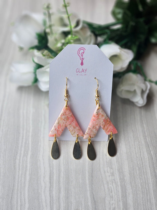 Pink Marble Triangle Dangles