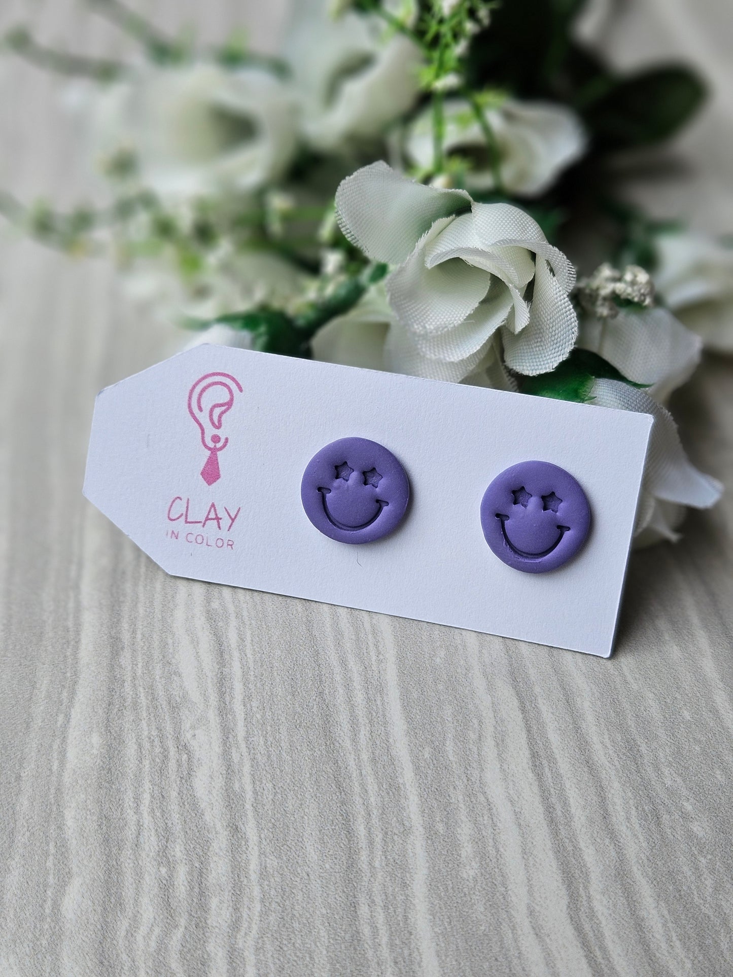 Purple Smiley Studs