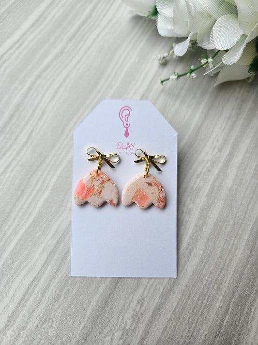 Pink Marble Mini Scallop Dangles