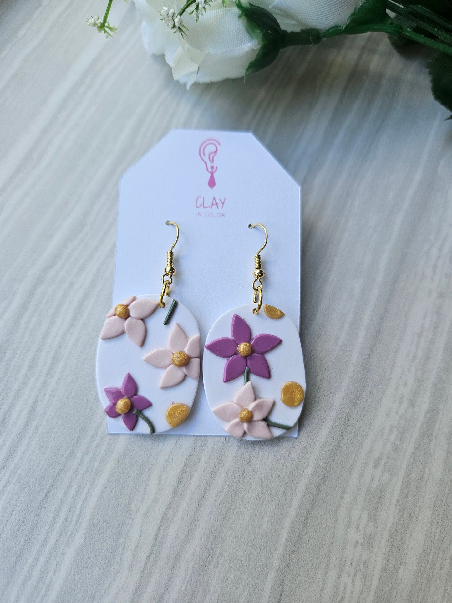 Oval Floral Dangles