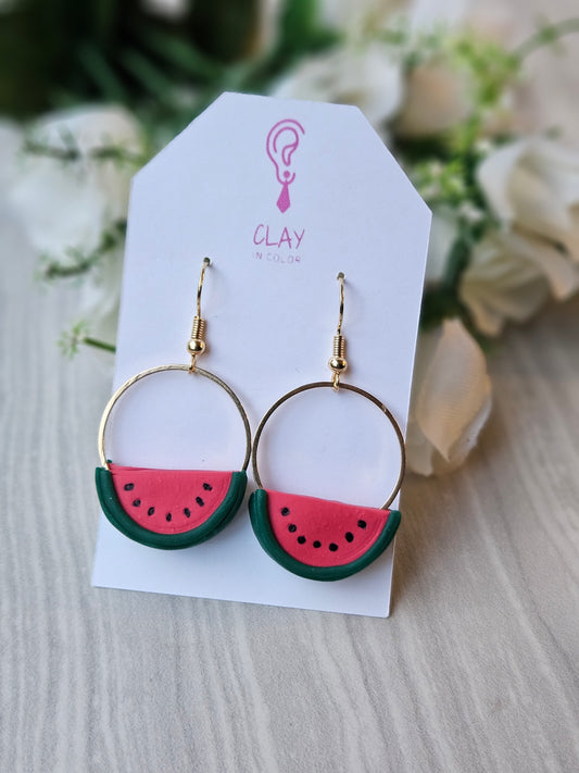 Watermelon Circle Dangles