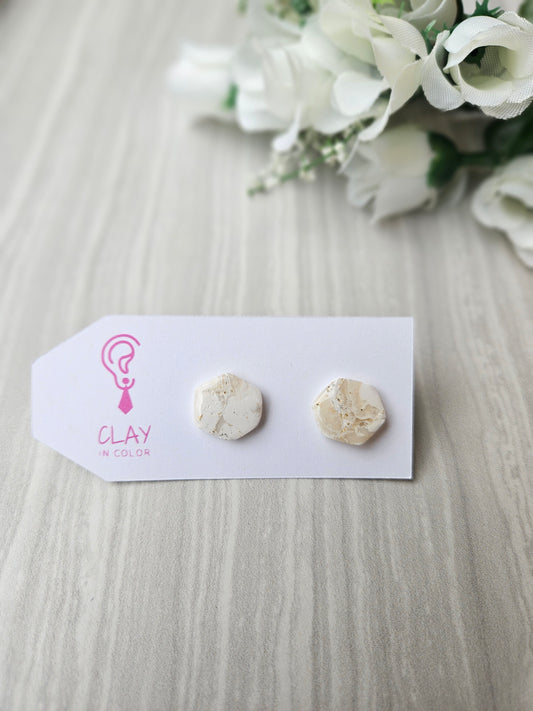 White Marble Hexagon Studs